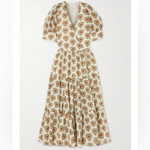 *ARCHIVE* Rhode Gina Tiered Wrap Maxi Dress In Ivory Hearts Size Small